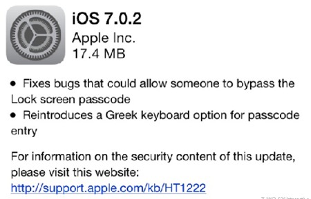Apple tung bản cập nhật iOS 7.0.2 sửa lỗi màn hình khóa