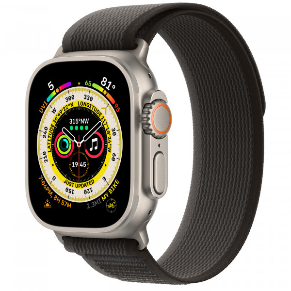 Apple Watch Ultra 2 - 49mm LTE - Titanium Case with Black/Gray Trail Loop