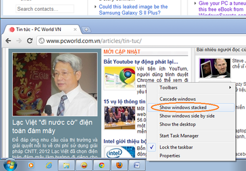 Tự động sắp xếp cửa sổ trình duyệt Chrome trong Windows 7