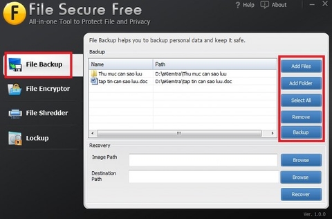 File Secure Free - phần mềm miễn phí bảo vệ dữ liệu hiệu quả