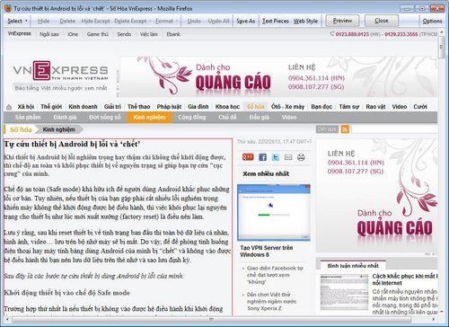 In trang web tiết kiệm mực