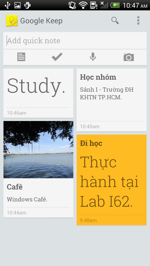 Lưu trữ lịch làm việc với Google Keep