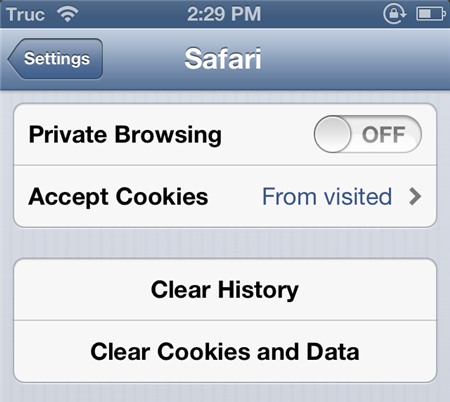Thủ thuật iOS - Xóa dữ liệu duyệt web