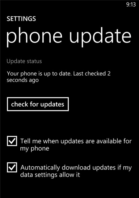 Cập nhật qua OTA trên Windows Phone