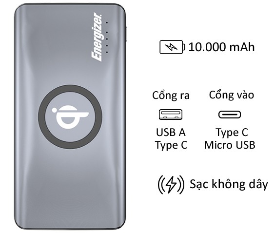 Pin xạc Energizer ultimate (qe10005cq) usb-c wireless power bank