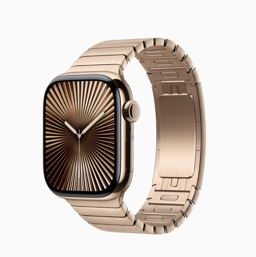 Series 10 - GPS + LTE, 42mm - Vỏ Titan Dây Thép Mắt Xích Gold Chính hãng
