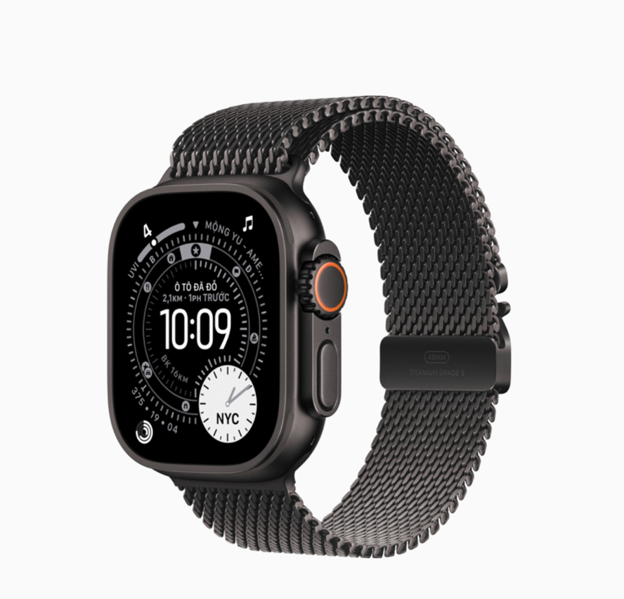 Apple Watch Ultra 3 GPS + Cellular, Vỏ Titan Đen 49mm với Dây Quấn Milan Titan Đen 