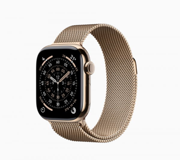 Apple Watch Series 11 GPS + Cellular, Vỏ Titan Gold 42mm với Dây Quấn Milan Màu Gold