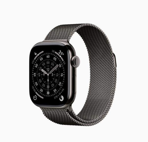 Apple Watch Series 11 GPS + Cellular, Vỏ Titan Xám Đá Phiến 42mm với Dây Quấn Milan Màu Xám Đá Phiến